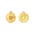 Paire de pendentifs tournesol dorés avec une incrustation de pierre rose sur fond blanc - Pendentif Tournesol Rose (TZ-TP1528-02-pink)