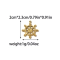 Detailed size and weight view of a golden 18K gold-plated stainless steel ship wheel charm - Rudder Pendant (TZ-TP1803-02)