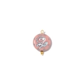 Roze ronde keramische hanger met gouden metalen ring en blauw bloemenpatroon voor DIY - Roze