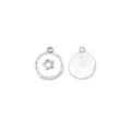 Silver stainless steel star pendant with white enamel finish for DIY jewelry crafts - White Enamel Flower Style (Silver Base)