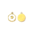 Golden stainless steel round pendant with white enamel and star charm DIY accessory - White Enamel Flower Style (Gold Base)