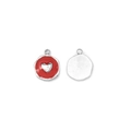 Silver stainless steel heart charm with red enamel oil drip for DIY jewelry making - Red Enamel Heart Style (Silver Base)