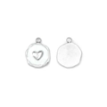 Silver stainless steel heart charm with white enamel detail for DIY jewelry making - White Enamel Heart Style (Silver Base)