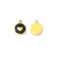 Golden heart charm pendant with black enamel finish for DIY jewelry making - Black Enamel Heart Style (Gold Base)