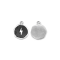 Silver stainless steel lightning bolt pendant with black enamel finish for DIY jewelry - Black Enamel Lightning Style (Silver Base)