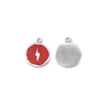 Irregular round lightning pendant with red enamel inlay and silver metal finish - Red Enamel Lightning Style (Silver Base)