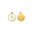 Golden stainless steel lightning bolt pendant with white enamel inlay for DIY necklaces - White Enamel Lightning Style (Gold Base)