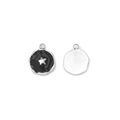 Silver stainless steel star pendant with black enamel finish for DIY jewelry - Black Enamel Star Style (Silver Base)