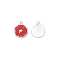 Red enamel star charms in stainless steel for DIY jewelry making pendants - Red Enamel Star Style (Silver Base)