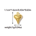 Detailed dimensions of the small golden stainless steel heart pendant for DIY jewelry - 3D Polished Heart Style (TZ-TP1815-02)