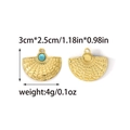 Bohemian fan-shaped stainless steel pendant with blue turquoise and radial texture - Fan-shaped Artificial Turquoise Style (TZ-TP2099-02)