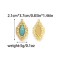 Bohemian stainless steel oval pendant with turquoise inlay and embossed pattern detail - Vintage Oval Turquoise Style (TZ-TP2102-02)