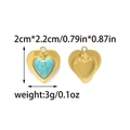 Bohemian heart shaped stainless steel pendant with turquoise and cross engraving detail - Heart Turquoise Cross Style (TZ-TP2106-02)
