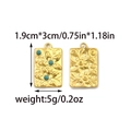Vintage gold rectangle floral pendants with turquoise beads for DIY jewelry making - Gold Square Flower Style (TP2124-02)
