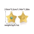 Dettaglio di ciondoli a stella in turchese con dimensioni 2,9cm x 3,2cm per gioielli fai-da-te - Stile Stella Dorata (TP2129-02)