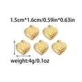 Golden irregular heart charms made of stainless steel with dimensions and weight specs - Gold Rippled Heart Style (TZ-TP0763-02)