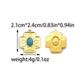 Vintage gold stainless steel cross pendant with oval turquoise stone and sunburst pattern - Gold Cross Style (TP2123-02)