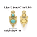 Vintage stainless steel turquoise pendant with gold scrollwork and size dimensions - Elongated Scroll Pattern Style / Gold (TP2121-02)