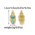 Detail view of double turquoise gold alloy pendant with dimensions and weight specs - Retro Oval Stone Style (TZ-TP2120-02)
