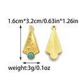 Golden triangle pendant with celestial star moon relief and turquoise inlay charm - Triangle Star Moon Style (TZ-TP2128-02)