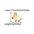 Macro detail of lamb pendant charm with white enamel and golden plating and measurements - Sheep Style (TZ-TP0103-02)