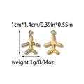 Gold stainless steel airplane charm with crystals, dimensions 1cm x 1.4cm for DIY jewelry - Gold Airplane With Rhinestone (TZ-TP1891-02)