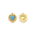 Colgante corazón vintage dorado con incrustación azul y borde filigrana en fondo blanco - Estilo Corazón (TZ-TP1399-02-blue)