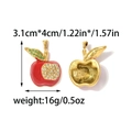 Detalle del colgante de manzana roja con hoja de cristal y medidas de 3,1x4cm 16g peso - Estilo Manzana con Strass (TZ-TP2170-02)