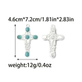 Detailed front and back view of a 7.2cm stainless steel cross pendant with lapis blue stone - Silver Cross Pendant (TP2173-01)