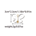 Detailed macro view of clear acrylic butterfly charm with gold metal pin and size dimensions - Transparent Snowflake Butterfly Large (TP1968-02-L) / Large