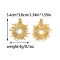Ensemble de pendentifs soleil dorés en acier inoxydable avec cristaux et dimensions - Style Tournesol (TP2160-02)