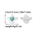 Vintage eagle pendant with turquoise heart inlay and engraved star details in silver finish - Silver (TP2109-01)
