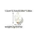 Macro shot of 1.5cm white faceted round lotus charm with golden ring for DIY jewelry - Translucent Ball Style (TZ-TP1977-02-L)