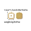 Gold-plated geometric square charm with white enamel and sparkling zircon detail - Square Mother Of Pearl Style (TZ-TP1723-02)