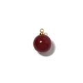 Detail of a dark red round pearl charm with a golden metal loop on white background - Dark Red Round Bead Pendant (TZ-TP2041-02-shenhong)