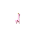 Roze giraffe emaille hanger met rode hartjes en gouden ring op een witte achtergrond - Roze