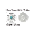 Front and back detail of a cross pendant with turquoise inlay and sunburst relief - Silver Cross Style (TP2123-01)