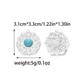 Detail of silver floral pendants with turquoise inlay including exact dimensions and weight - Hollow Floral Style (TZ-TP2114-01)