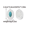Vintage oval stainless steel pendant with turquoise inlay and hollow pattern engraving - Oval Hollow Vintage Style (TZ-TP2119-01)
