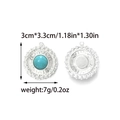Detail of round vintage turquoise pendant with silver floral carving and size dimensions - Round Hollow Carving Style (TZ-TP2125-01)