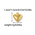 Polished 3D gold heart pendant with dimensions 1.3cm by 1.5cm and 1g weight - Heart Pendant - Small (TP1834-02-small)