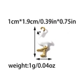 Detailed size view of a gold flamingo charm with white enamel measuring 1cm by 1.9cm - Flamingo Style (TP2271-02)