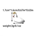 White animal charm pendant with gold ring, 1.7cm size details on white background - Swan Style (TP2272-02)