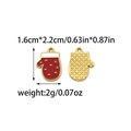Macro view of Christmas glove enamel pendants with dimensions and weight details - Polka Dot Red Mitten (TZ-TP2086-02)