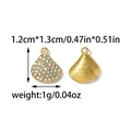 18K gold plated shell charm pendant with cubic zirconia inlay and ribbed texture - Rounded Fan-Shaped Shell Style(TP2256-02)