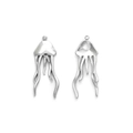 Polished stainless steel jellyfish pendants showing front and back views for DIY jewelry - Silver Jellyfish Style (TZ-TP1236-01)