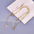 Tobillera de doble capa en acero inoxidable dorado con cadena de serpiente y cuentas - Dorado