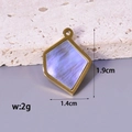 Goldener unregelmäßiger Pentagon-Anhänger mit violettem Perlmutt-Inlay 1.9cm x 1.4cm - Geometrischer Perlmutt-Anhänger (9) / 1.9x1.4cm / Gold