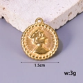 Gold plated 18K stainless steel coin pendant with 1.5cm portrait relief - Queen Elizabeth II Portrait Round Pendant (4) / Gold