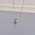 Colorful balloon dog pendant necklace with gold beaded chain and artistic enamel finish - 18K Gold